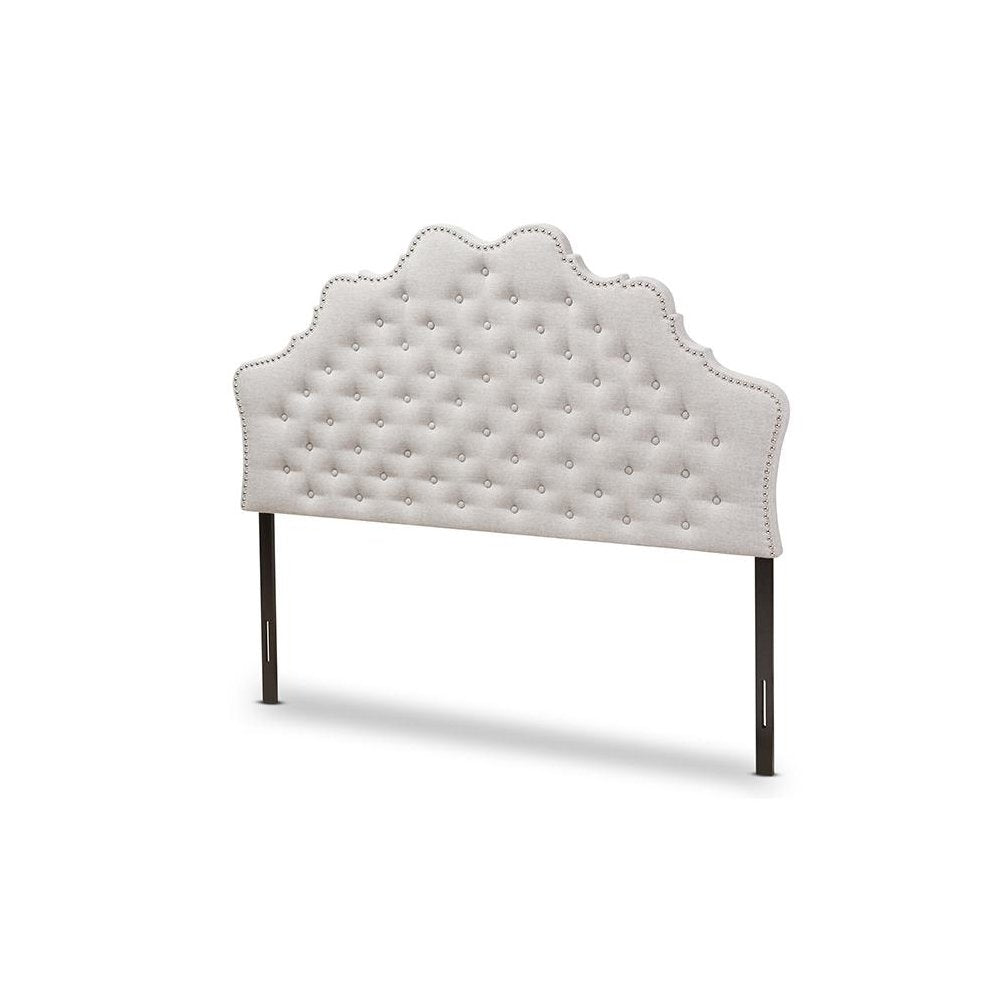 Hilda Modern and Contemporary Greyish Beige Fabric Queen Size Headboard