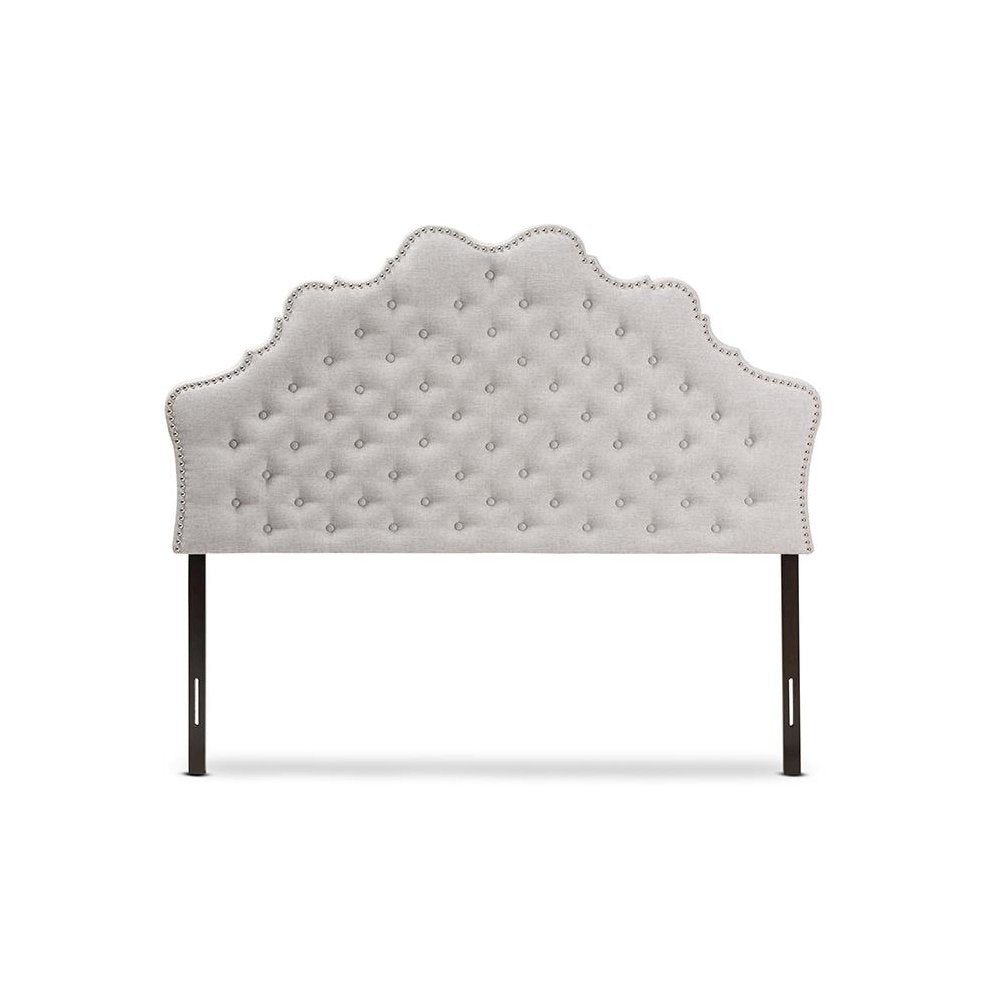 Hilda Modern and Contemporary Greyish Beige Fabric Queen Size Headboard