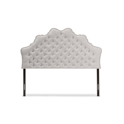 Hilda Modern and Contemporary Greyish Beige Fabric Queen Size Headboard