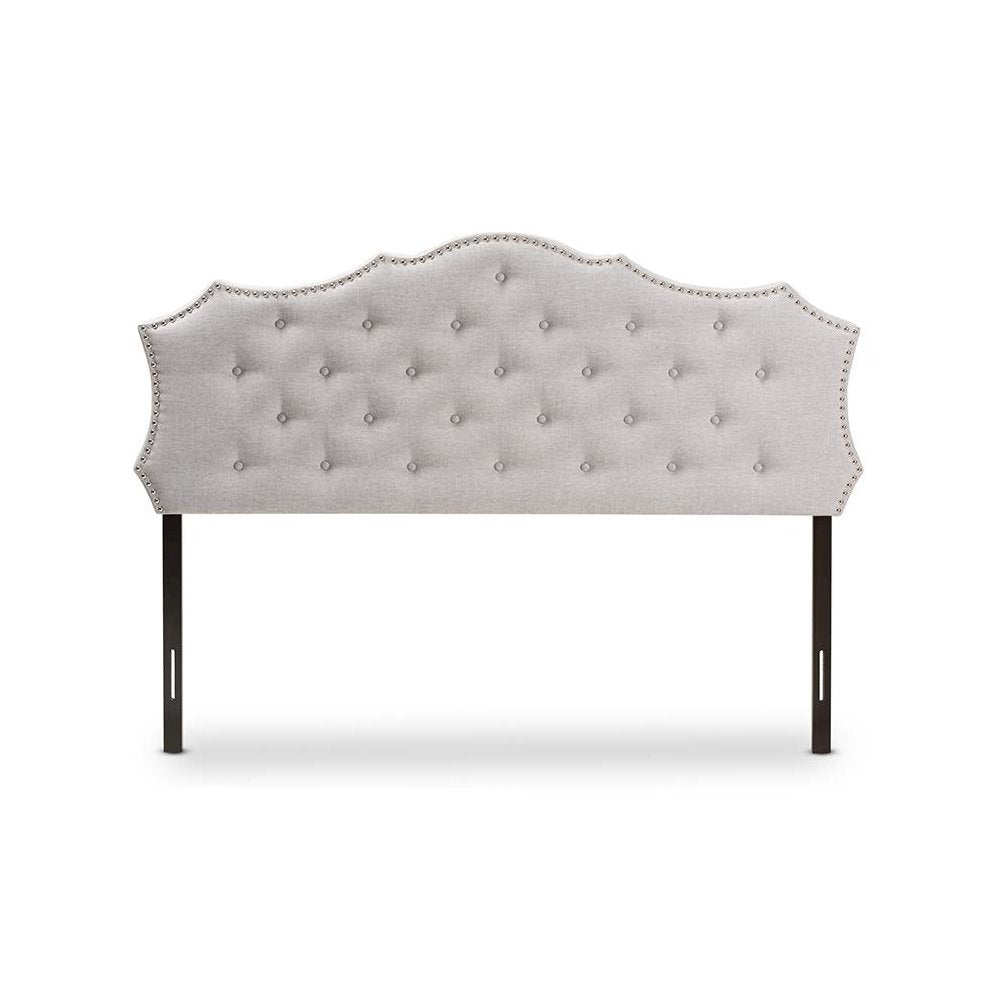 Aurora Modern and Contemporary Greyish Beige Fabric Queen Size Headboard