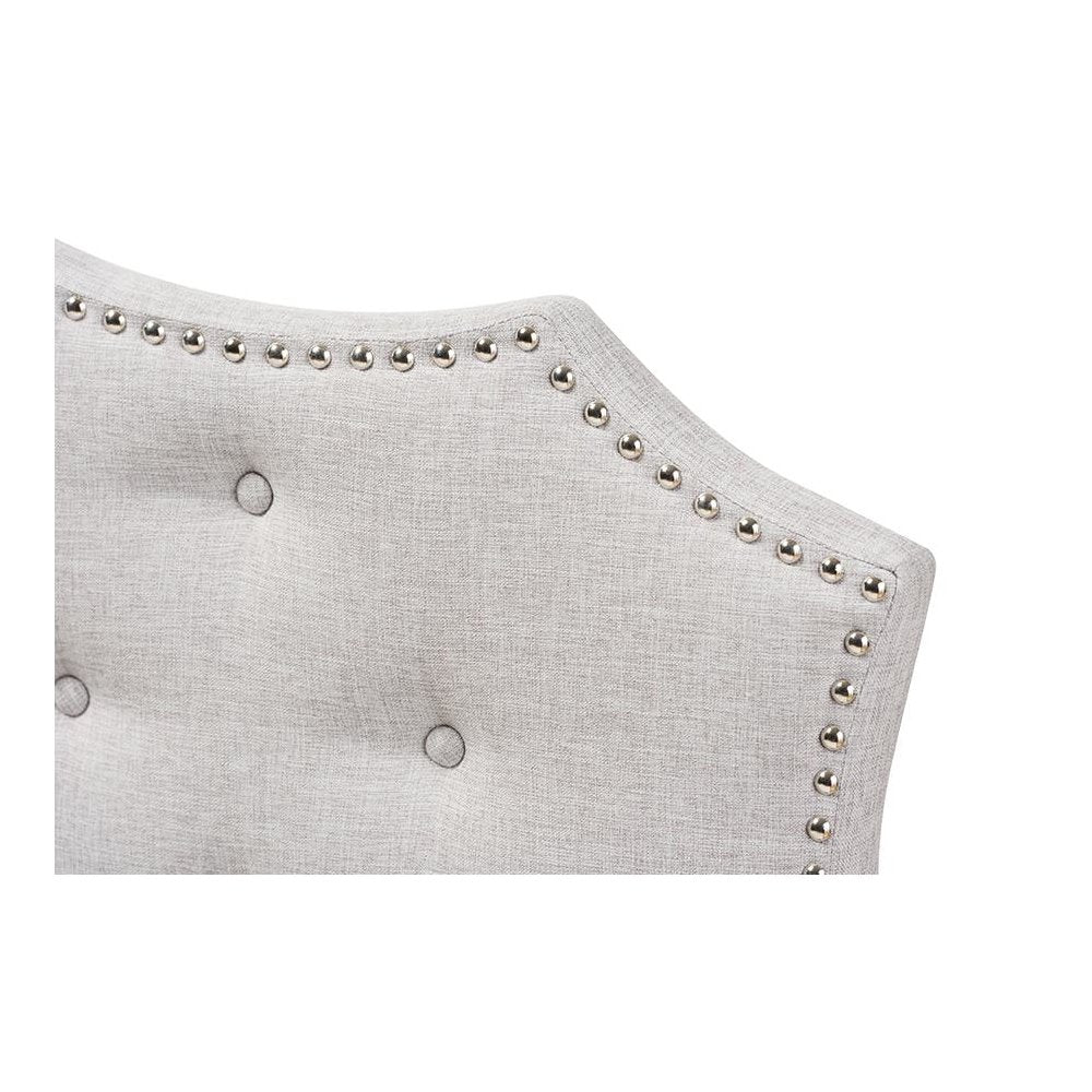 Aurora Modern and Contemporary Greyish Beige Fabric Queen Size Headboard