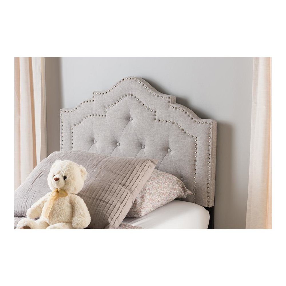 Edith Modern and Contemporary Greyish Beige Fabric Twin Size Headboard