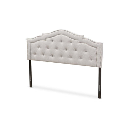 Edith Modern and Contemporary Greyish Beige Fabric Queen Size Headboard