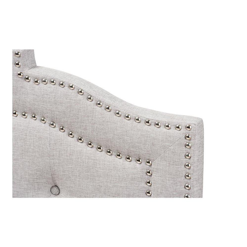 Edith Modern and Contemporary Greyish Beige Fabric Queen Size Headboard