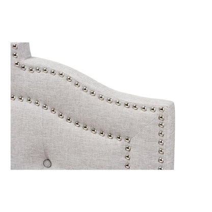 Edith Modern and Contemporary Greyish Beige Fabric Queen Size Headboard