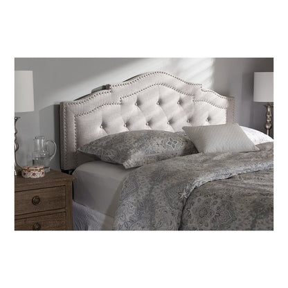 Edith Modern and Contemporary Greyish Beige Fabric Full Size Headboard