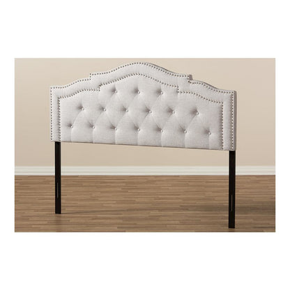 Edith Modern and Contemporary Greyish Beige Fabric Queen Size Headboard