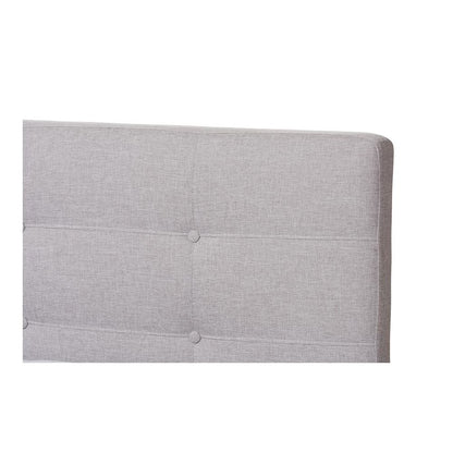 Valencia Mid-Century Modern Greyish Beige Fabric Queen Size Platform Bed
