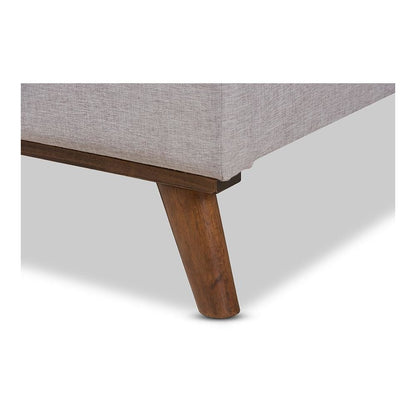 Valencia Mid-Century Modern Greyish Beige Fabric Queen Size Platform Bed