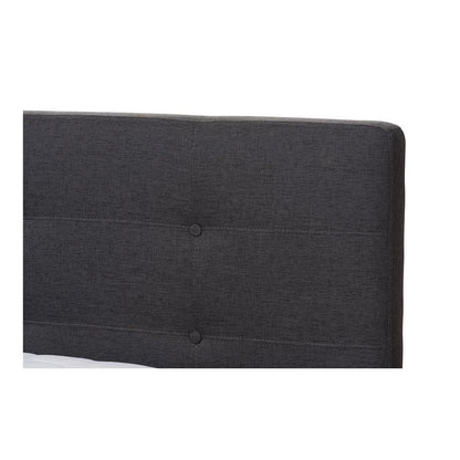 Valencia Mid-Century Modern Dark Grey Fabric Queen Size Platform Bed
