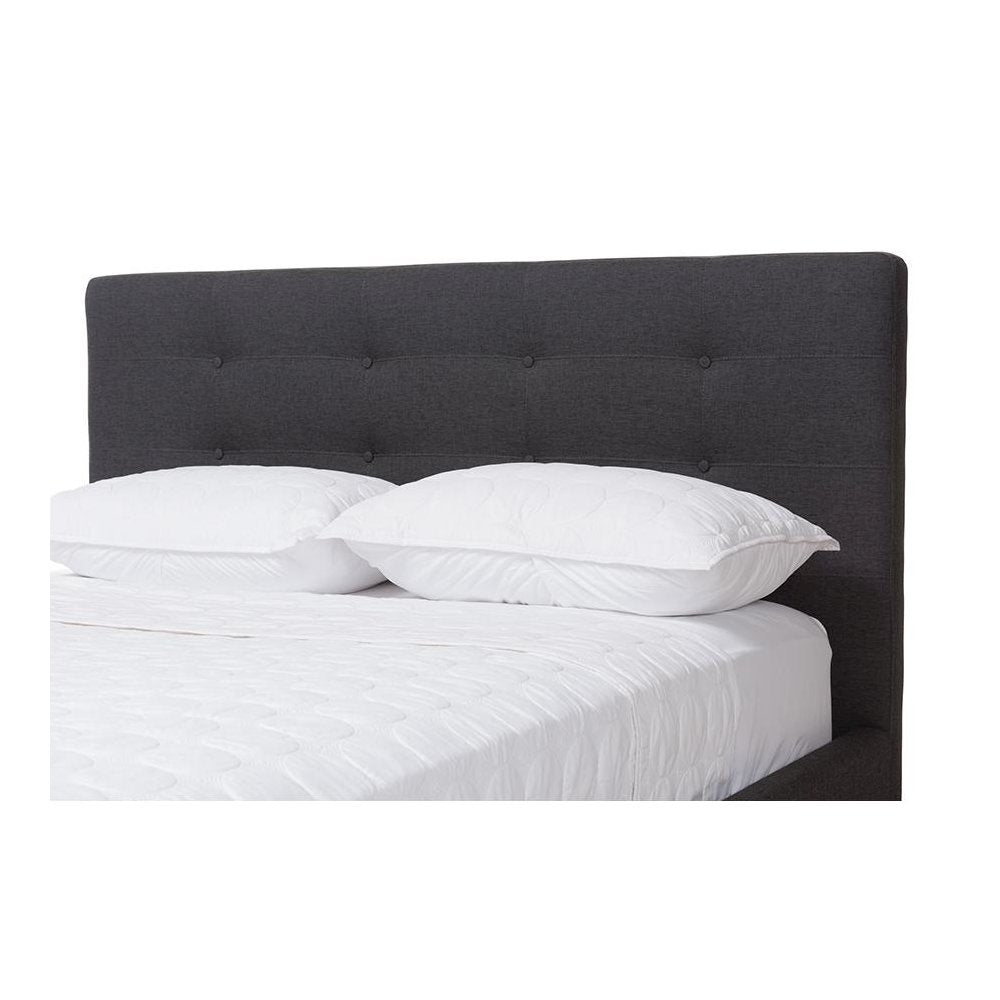 Valencia Mid-Century Modern Dark Grey Fabric Queen Size Platform Bed