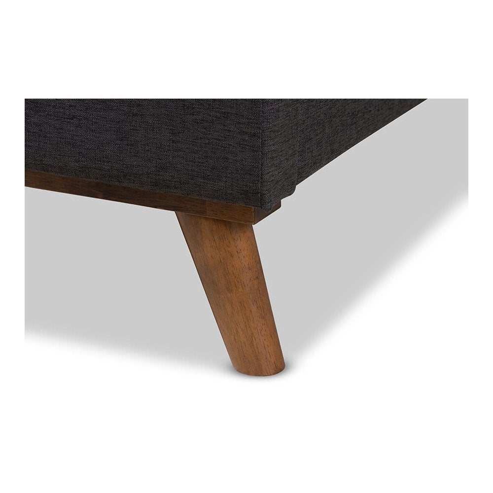 Valencia Mid-Century Modern Dark Grey Fabric Queen Size Platform Bed