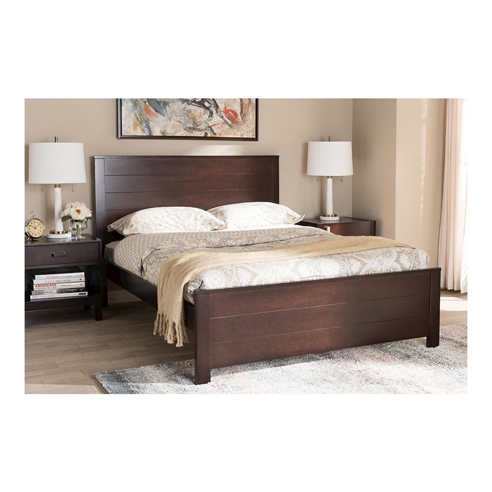 Catalina Modern Classic Mission Style Dark Brown-Finished Wood Full Platform Bed
