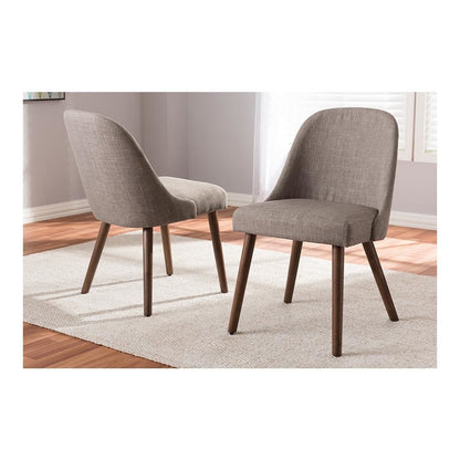 Light Grey Fabric Upholstered Walnut Finished Wood Dining Chair (Set of 2)