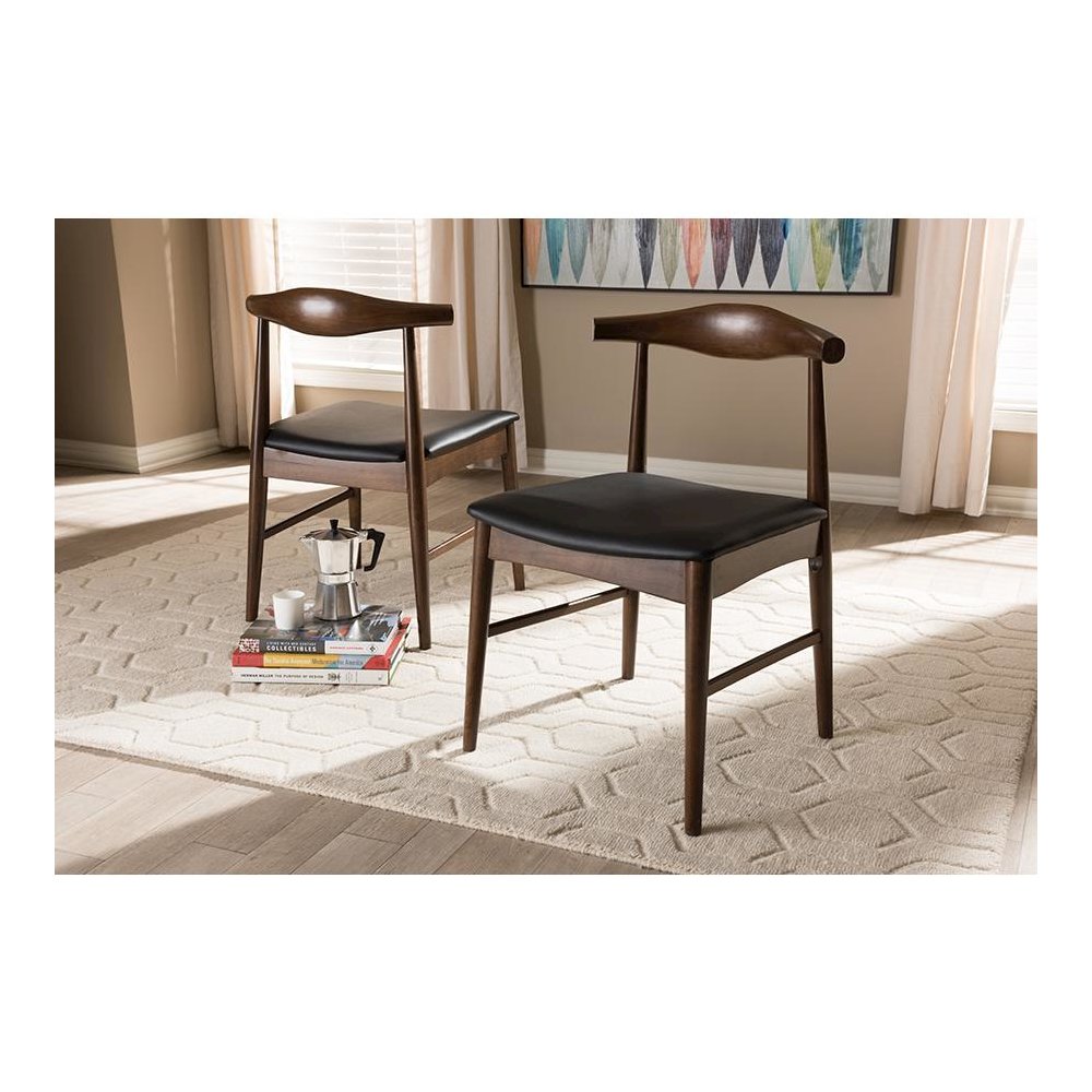 Baxton Studio Winton Mid-Century Modern Walnut Wood Dining Chair (Set of 2)