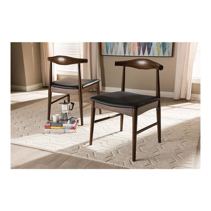 Baxton Studio Winton Mid-Century Modern Walnut Wood Dining Chair (Set of 2)