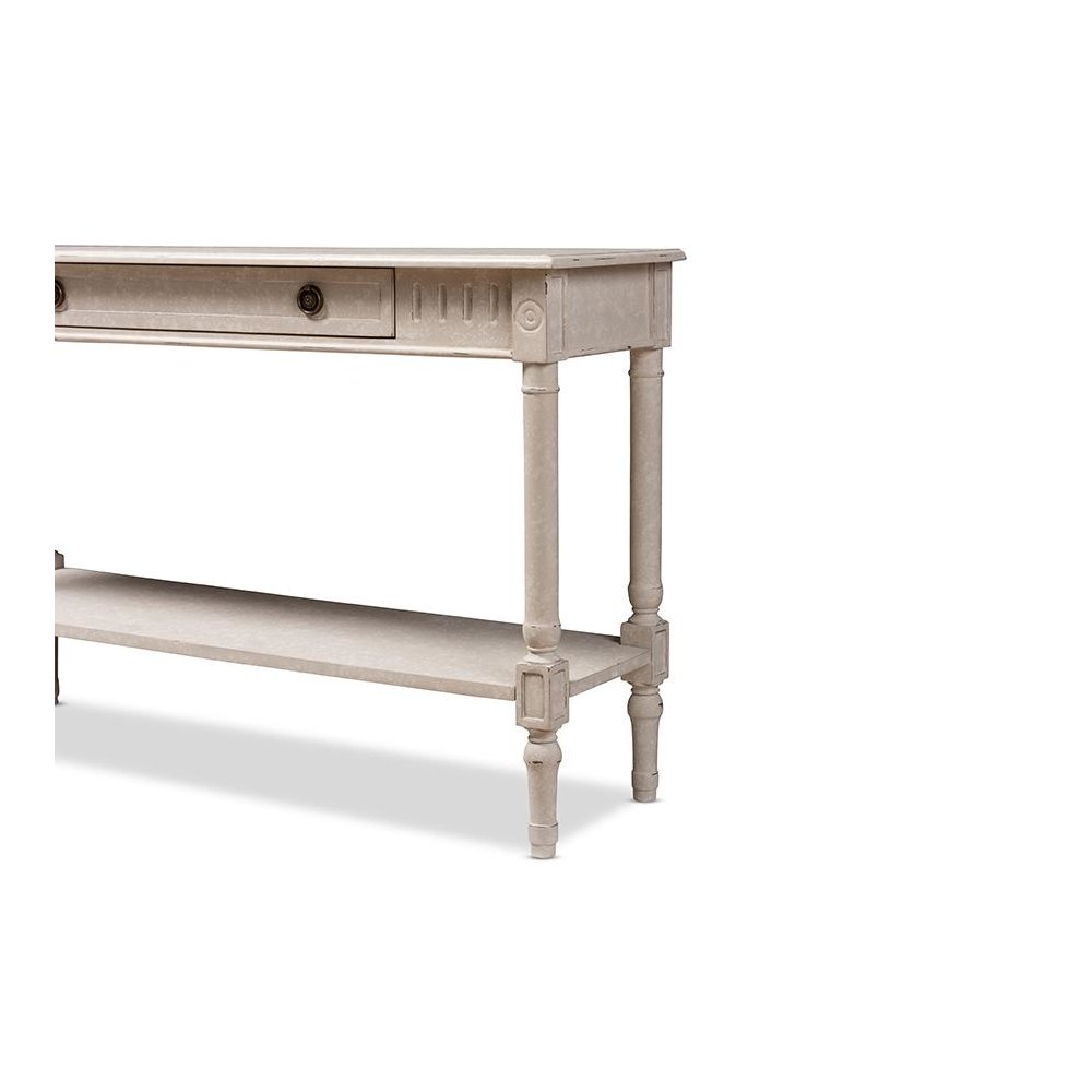Ariella Country Cottage Farmhouse Whitewashed 1-Drawer Console Table