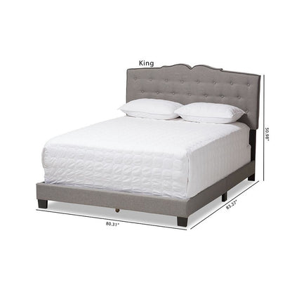 Vivienne Modern and Contemporary Light Grey Fabric Upholstered Queen Size Bed