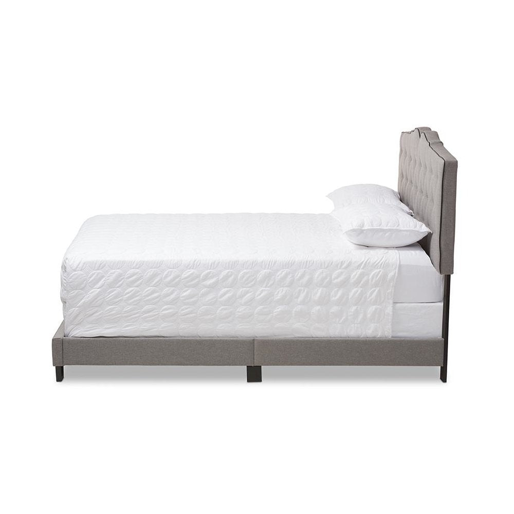 Vivienne Modern and Contemporary Light Grey Fabric Upholstered Queen Size Bed