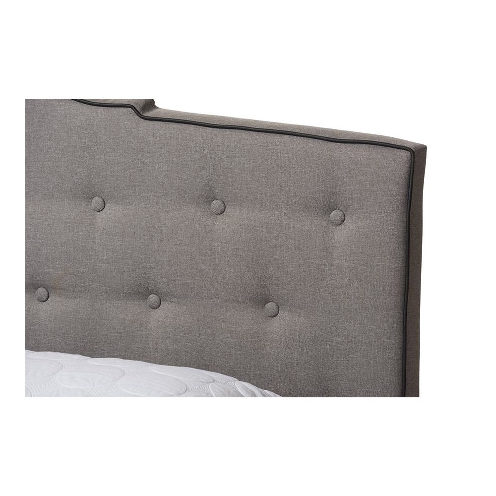 Vivienne Modern and Contemporary Light Grey Fabric Upholstered Queen Size Bed