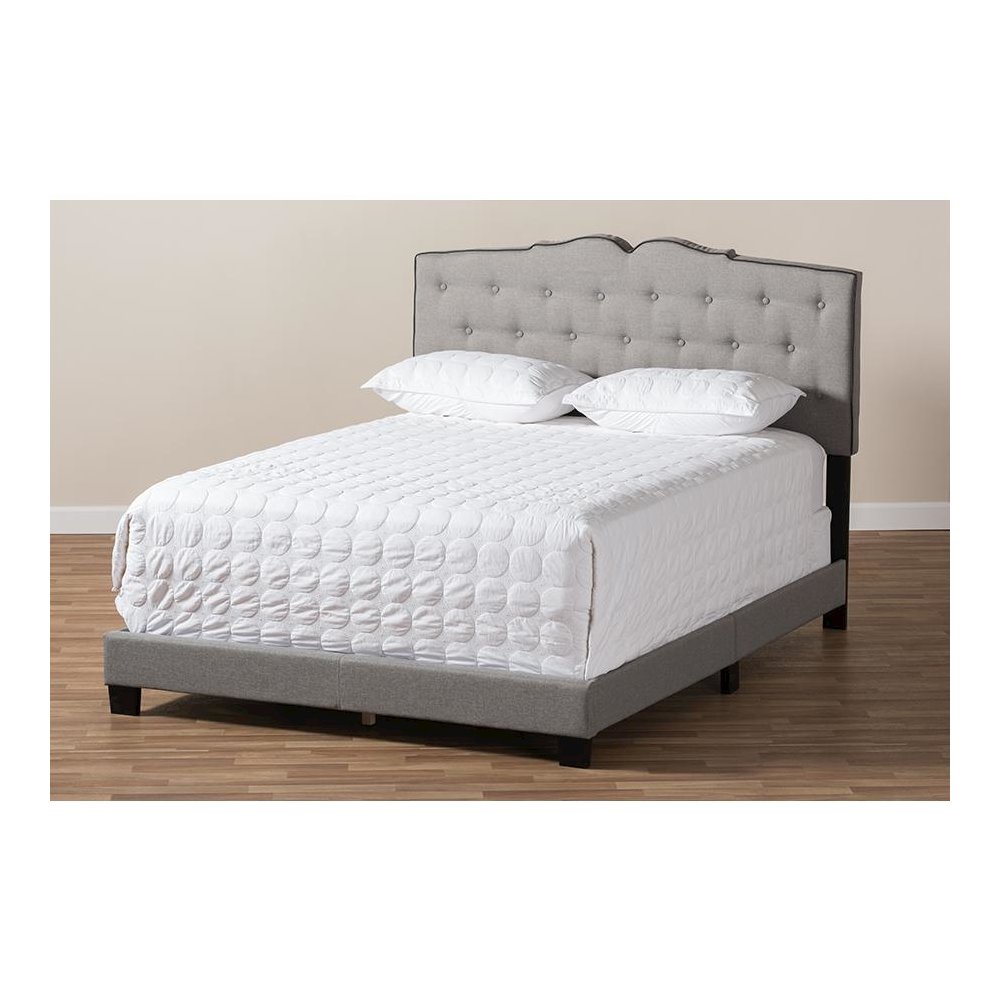 Vivienne Modern and Contemporary Light Grey Fabric Upholstered Queen Size Bed