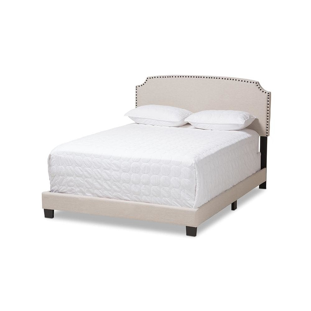 Odette Modern and Contemporary Light Beige Fabric Upholstered Queen Size Bed