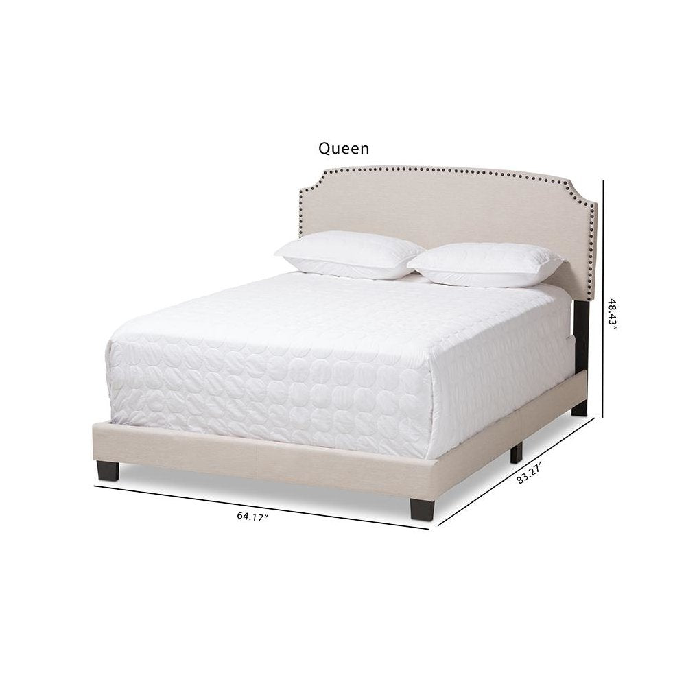 Odette Modern and Contemporary Light Beige Fabric Upholstered Queen Size Bed
