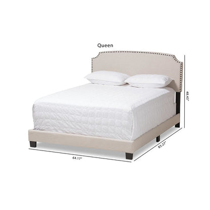 Odette Modern and Contemporary Light Beige Fabric Upholstered Queen Size Bed