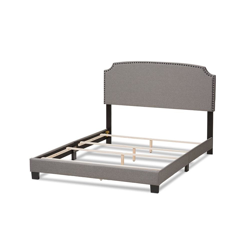 Odette Modern and Contemporary Light Grey Fabric Upholstered Queen Size Bed