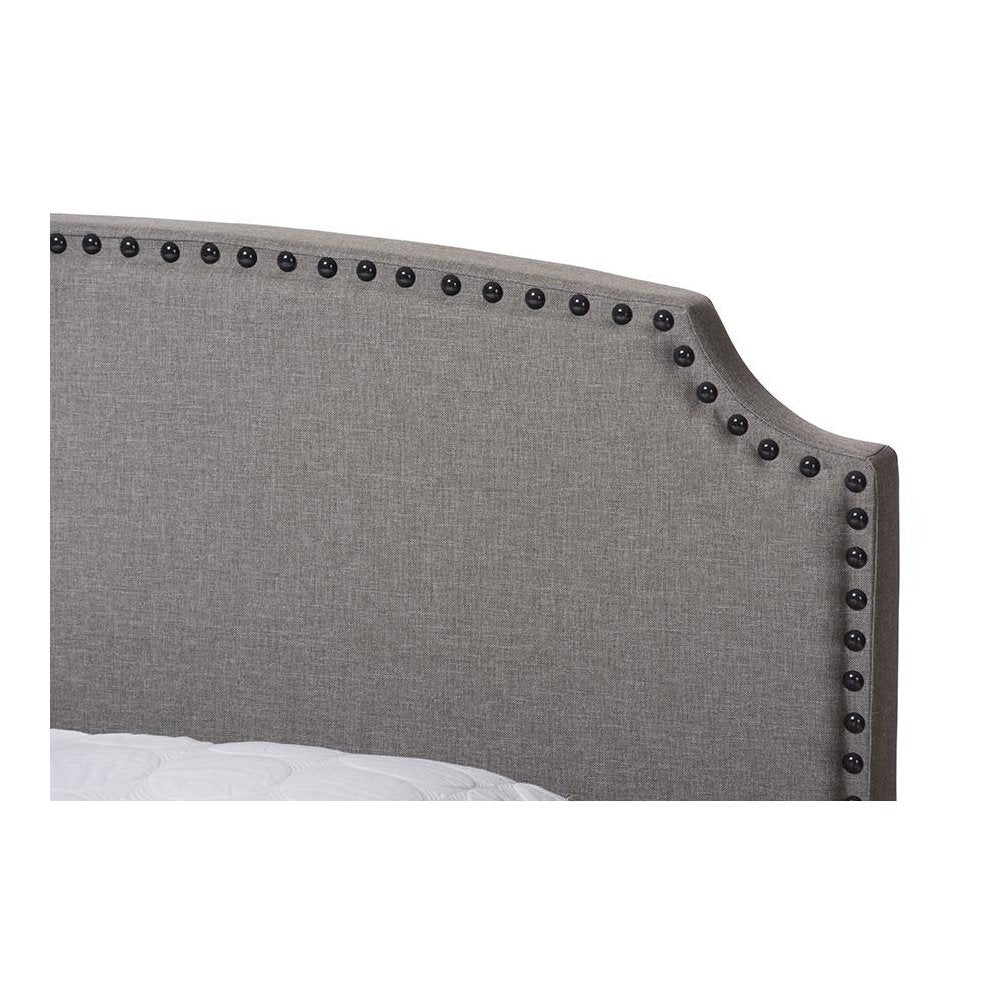 Odette Modern and Contemporary Light Grey Fabric Upholstered Queen Size Bed