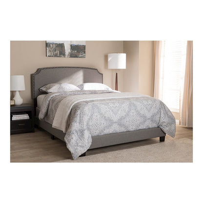 Odette Modern and Contemporary Light Grey Fabric Upholstered Full Size Bed