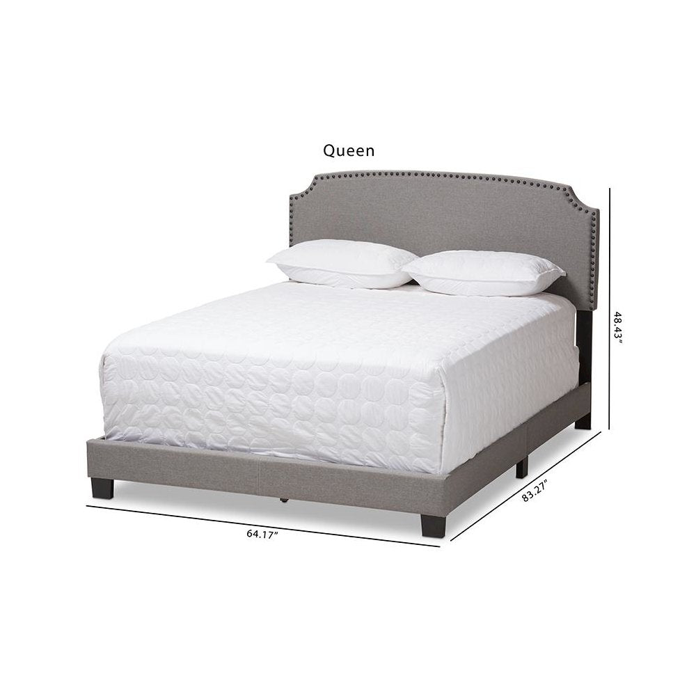 Odette Modern and Contemporary Light Grey Fabric Upholstered Queen Size Bed