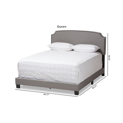 Odette Modern and Contemporary Light Grey Fabric Upholstered Queen Size Bed