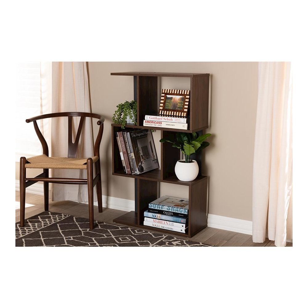 Legende Modern and Contemporary Brown and Dark Grey Finished Display Bookcase