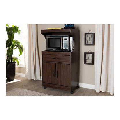 Tannis Modern and Contemporary Dark Walnut Finished Kitchen Cabinet