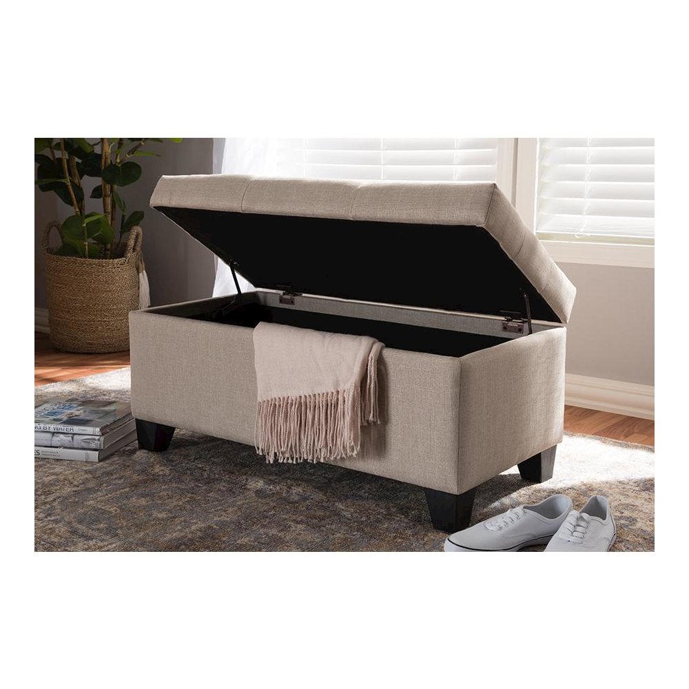 Michaela Modern and Contemporary Beige Fabric Upholstered Storage Ottoman