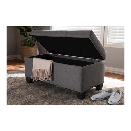 Michaela Modern and Contemporary Grey Fabric Upholstered Storage Ottoman