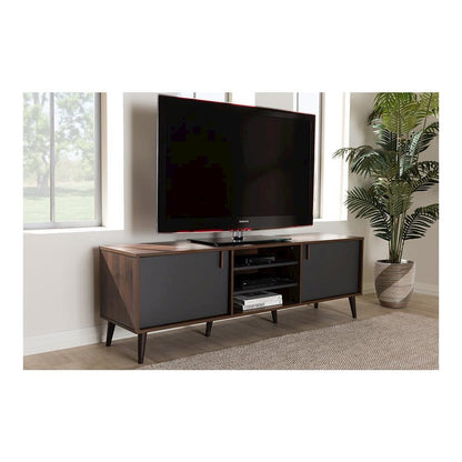 Baxton Studio Samuel Mid-Century Modern Brown and Dark Grey Finished TV Stand