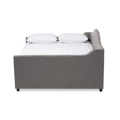 Grey Fabric Upholstered Queen Size Daybed with Trundle