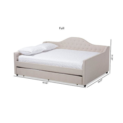 Light Beige Fabric Upholstered Queen Size Daybed with Trundle