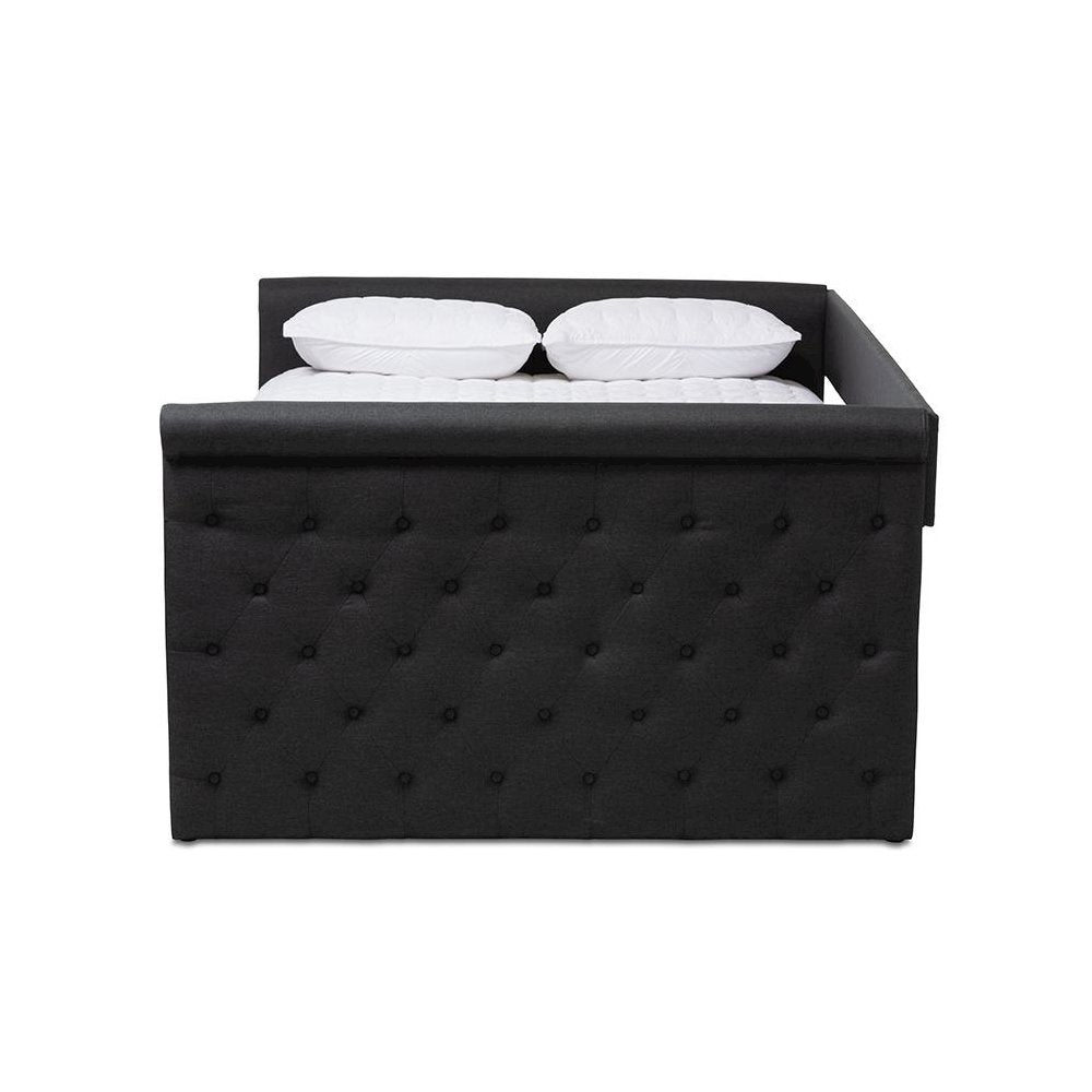 Amaya Modern and Contemporary Dark Grey Fabric Upholstered Queen Size Daybed