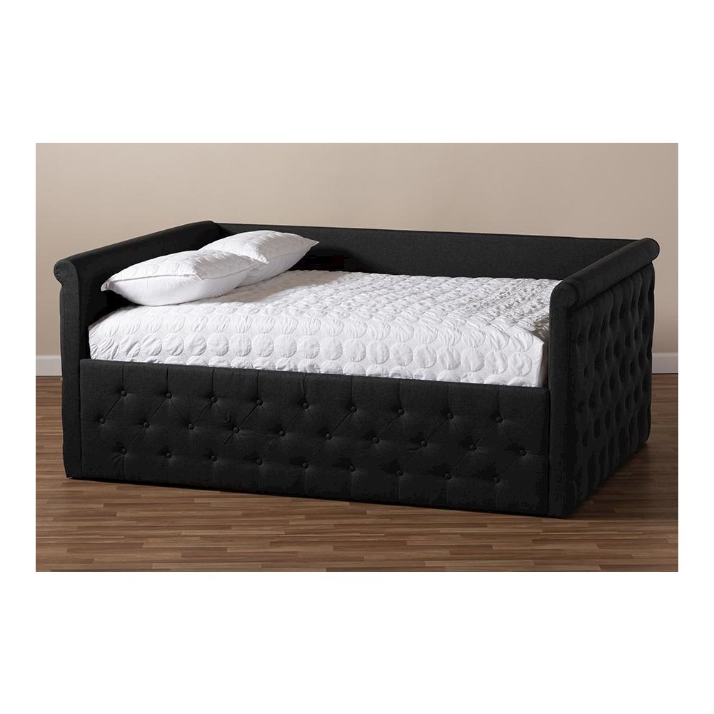 Amaya Modern and Contemporary Dark Grey Fabric Upholstered Queen Size Daybed