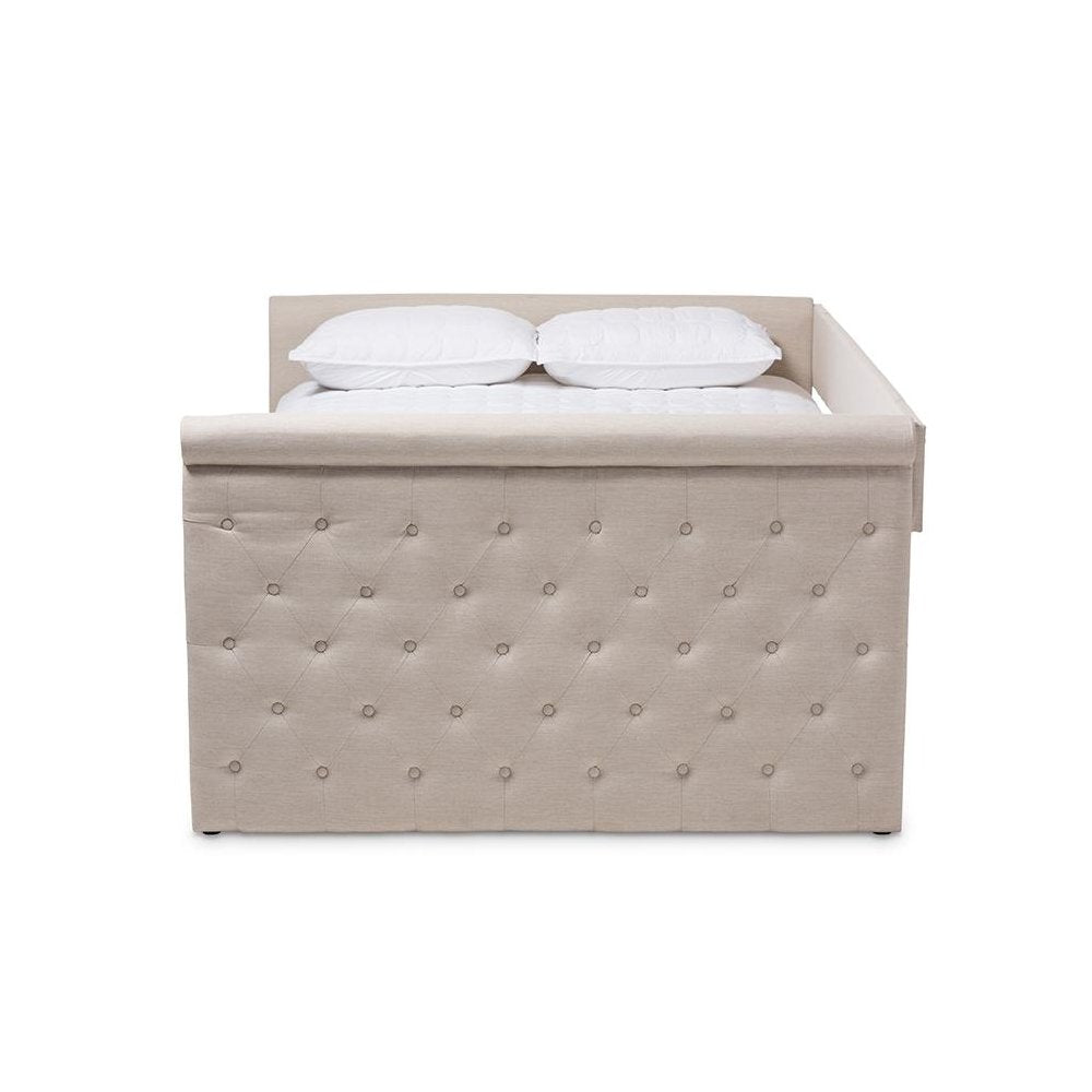 Amaya Modern and Contemporary Light Beige Fabric Upholstered Queen Size Daybed
