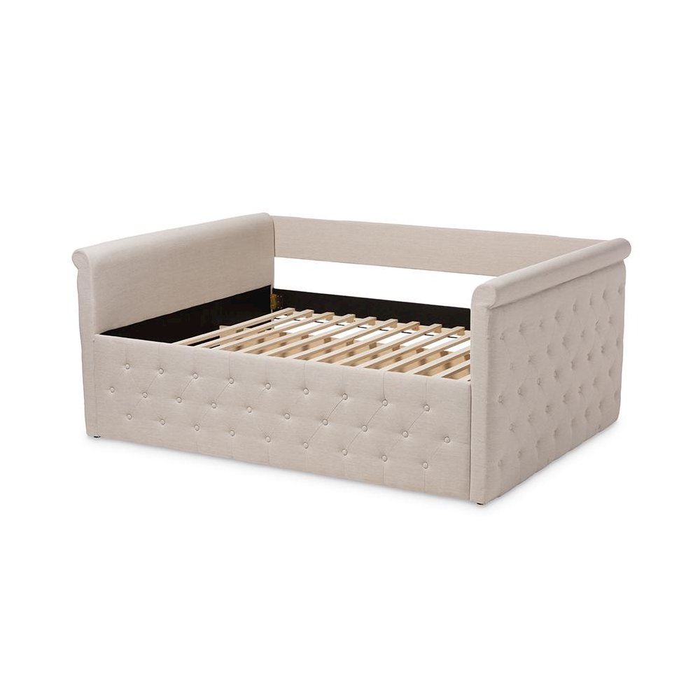 Amaya Modern and Contemporary Light Beige Fabric Upholstered Queen Size Daybed