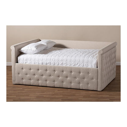 Amaya Modern and Contemporary Light Beige Fabric Upholstered Queen Size Daybed