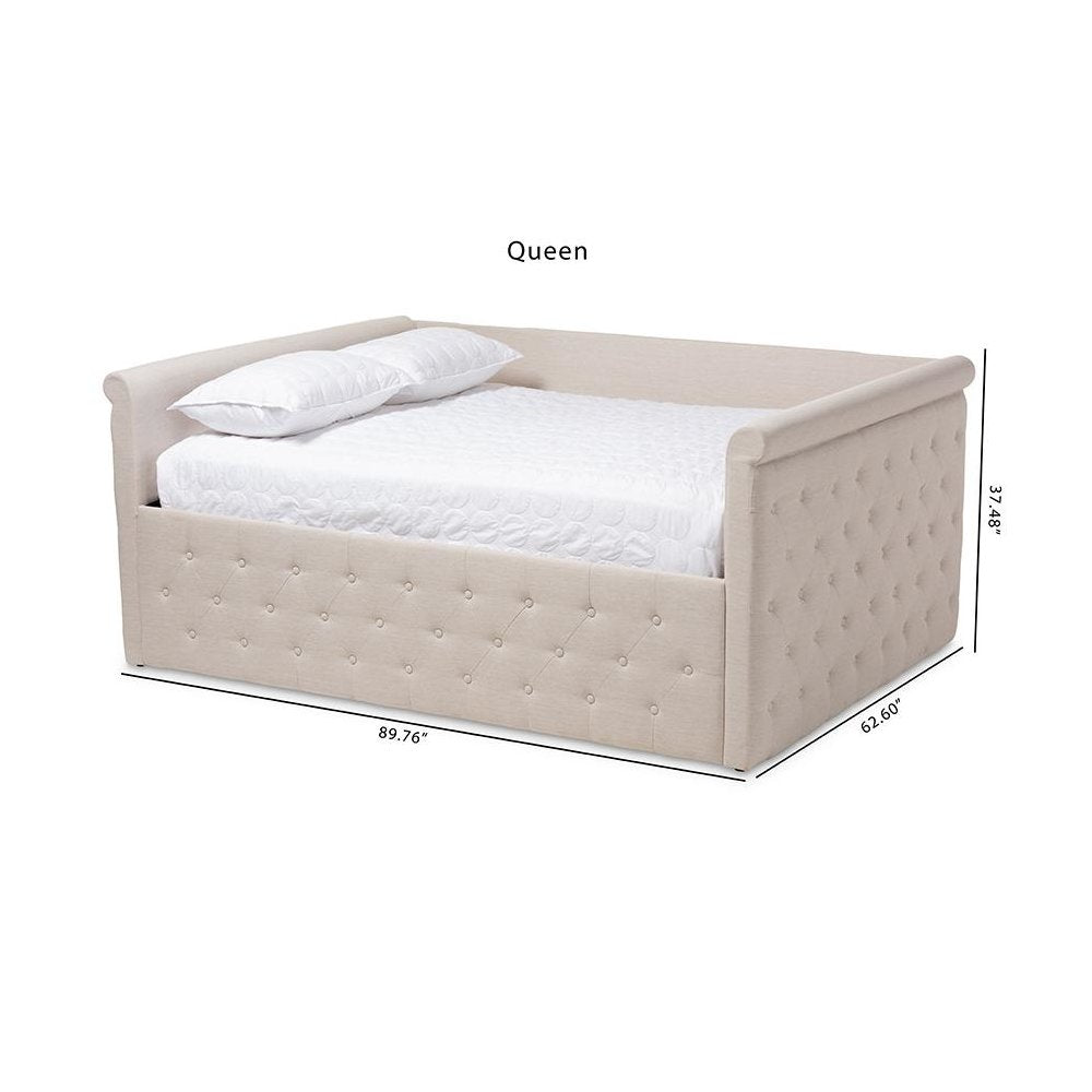 Amaya Modern and Contemporary Light Beige Fabric Upholstered Queen Size Daybed