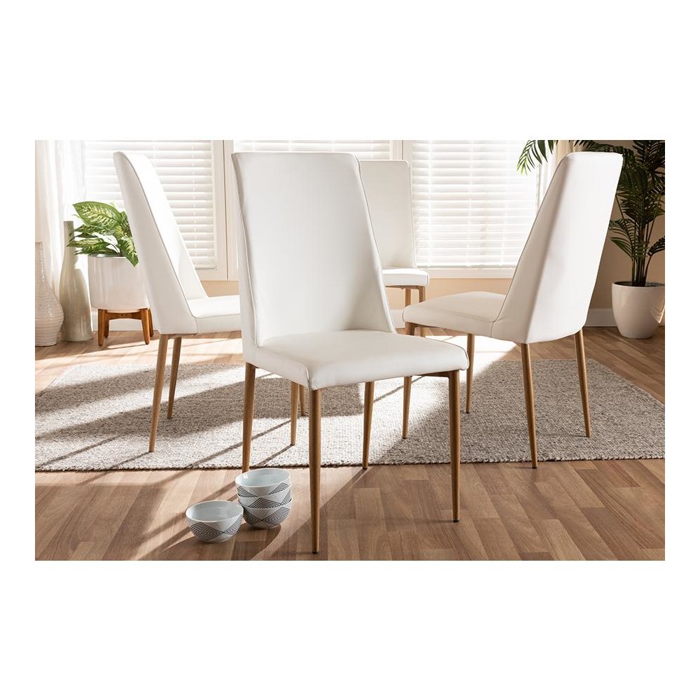 White Faux Leather Upholstered Dining Chair (Set of 4)