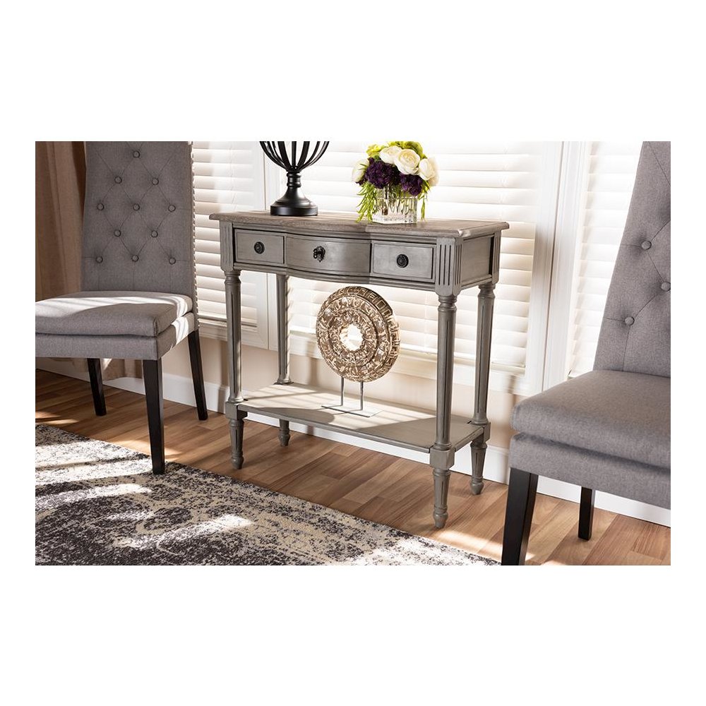Baxton Studio Noelle French Provincial Gray Finished 1-Drawer Wood Console Table