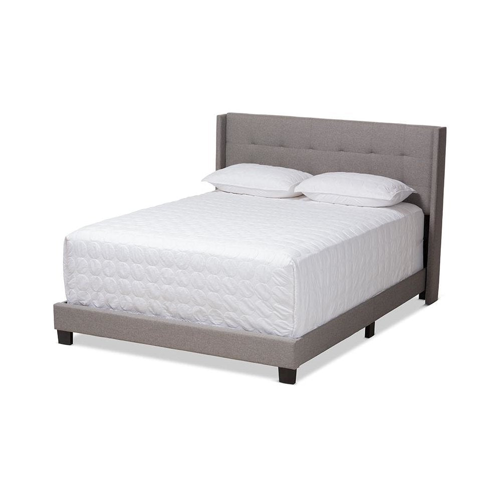 Lisette Modern and Contemporary Grey Fabric Upholstered King Size Bed