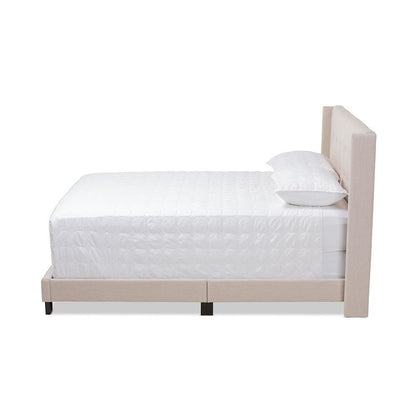 Lisette Modern and Contemporary Beige Fabric Upholstered Queen Size Bed